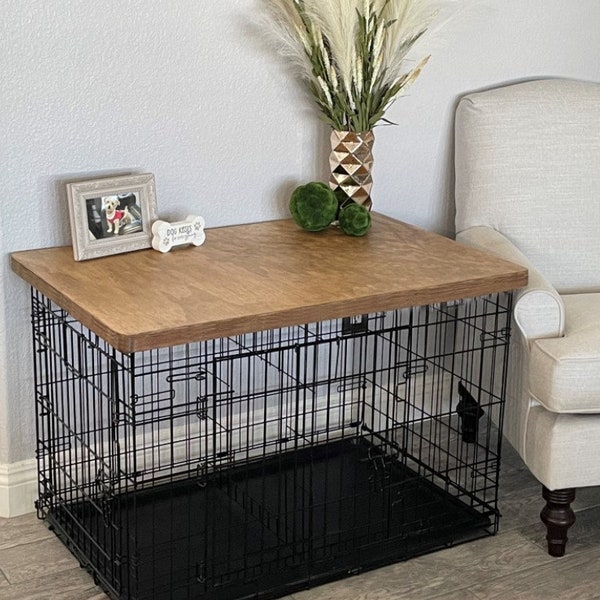 Safety Lip Included | Dog Kennel Wood Table Top Dog Kennel Cover Farmhouse Dog Kennel Top Dog Crate Topper Dog Crate Table Furniture