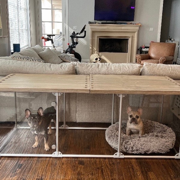 Clear Pet Pen Top | Pet Pen cover | Dog Crate Table Furniture| Wooden Dog Crate Topper | Clearly Pen Table Top