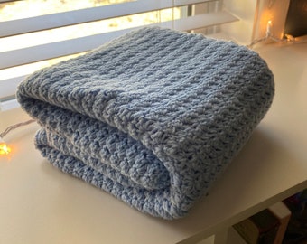Handmade Baby Blue Crochet Baby Blanket