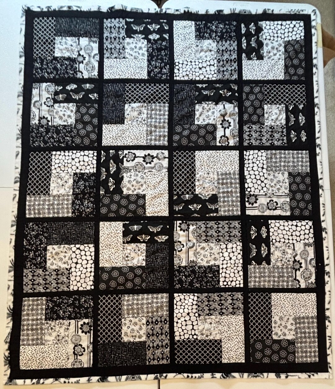 Handmade Black and White Quilt - Etsy