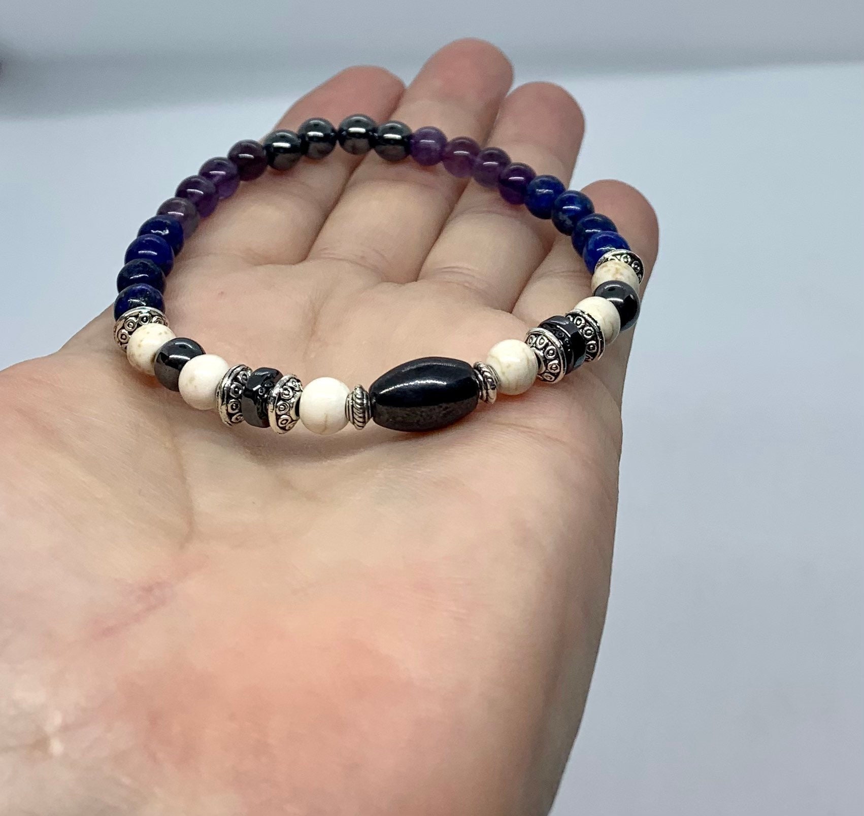 Chronic Pain Awareness Bracelet, Lapis Lazuli Bracelet, Healing Crystal