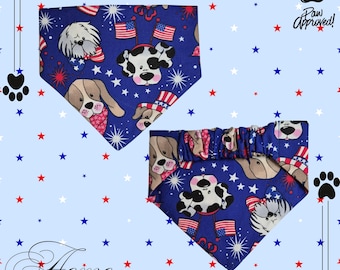 Pañuelo para perro/cachorro con coletero para el 4 de julio