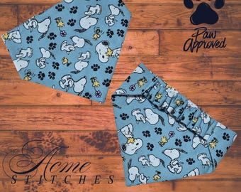 Snoopy and Woodstock Dog Scrunchie Bandana, Peanuts Scrunchie Bandana