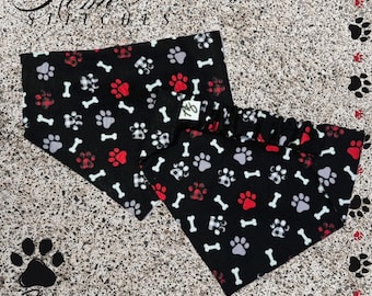 Dog Bandana Scrunchie: Dog Bone and Paws