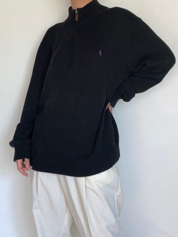 Vintage RALPH LAUREN Black Crewneck Rib Knit Soft