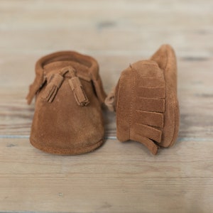 Real Leather Soft Sole Moccasins Handmade in Brown Suede