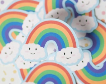 Happy Rainbow Smiling Cloud Sticker | Gay LGBTQIA+ Pride | Rainbow Stickers For Laptop Notebook And More