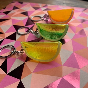 Citrus Wedge Keychain | Lemon Lime Orange Slice Keychain | Gift For Server, Waiter, Waitress | Funny Unique Food Keychain