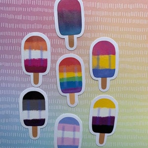 Pride Flag Popsicle Water-Resistant Sticker | Gay Pride Stickers | LGBTQIA+ Pride | Rainbow Lesbian Bi Pan Ace Trans Nonbinary