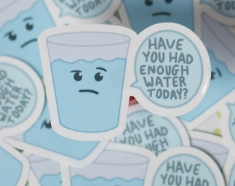 Judging Water Glass Self-Care Sticker Sheet | Have You Had Enough Water Today? | Water Reminder for Notebook, Bullet Journal, Planner, &More