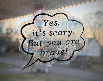 RAINBOW PRISM Window Cling Suncatcher | Heated Rivalry | "Yes, It's Scary. But You Are Brave!" Heart | Ilya Rozanov Hollanov Shane Hollander