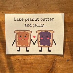 comme PB&J, on est mieux ensemble | Carte Vday pour partenaire, SO, petite amie, petit ami, conjoint | 5 x 7 avec enveloppe incluse
