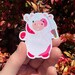 Squishy Plush Inspired Pink Cow With Knife Sticker | Holographic or Glossy Finish | Sparkly Rainbow Sticker For Squish Plush Cow Lover 