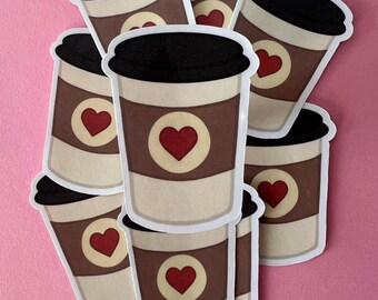 Love Coffee Sticker | Coffee Is Love | Mocha Latte Coffee Shop | Water-Resistant Sticker for Laptop Phone Notebook Journal