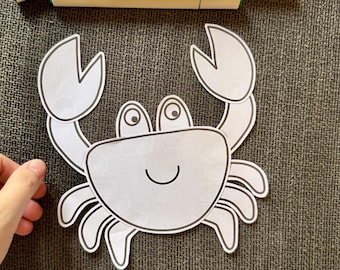 Crab Cut and Paste Craft Printable for Preschool | Ocean Animal Scissor Skills PDF