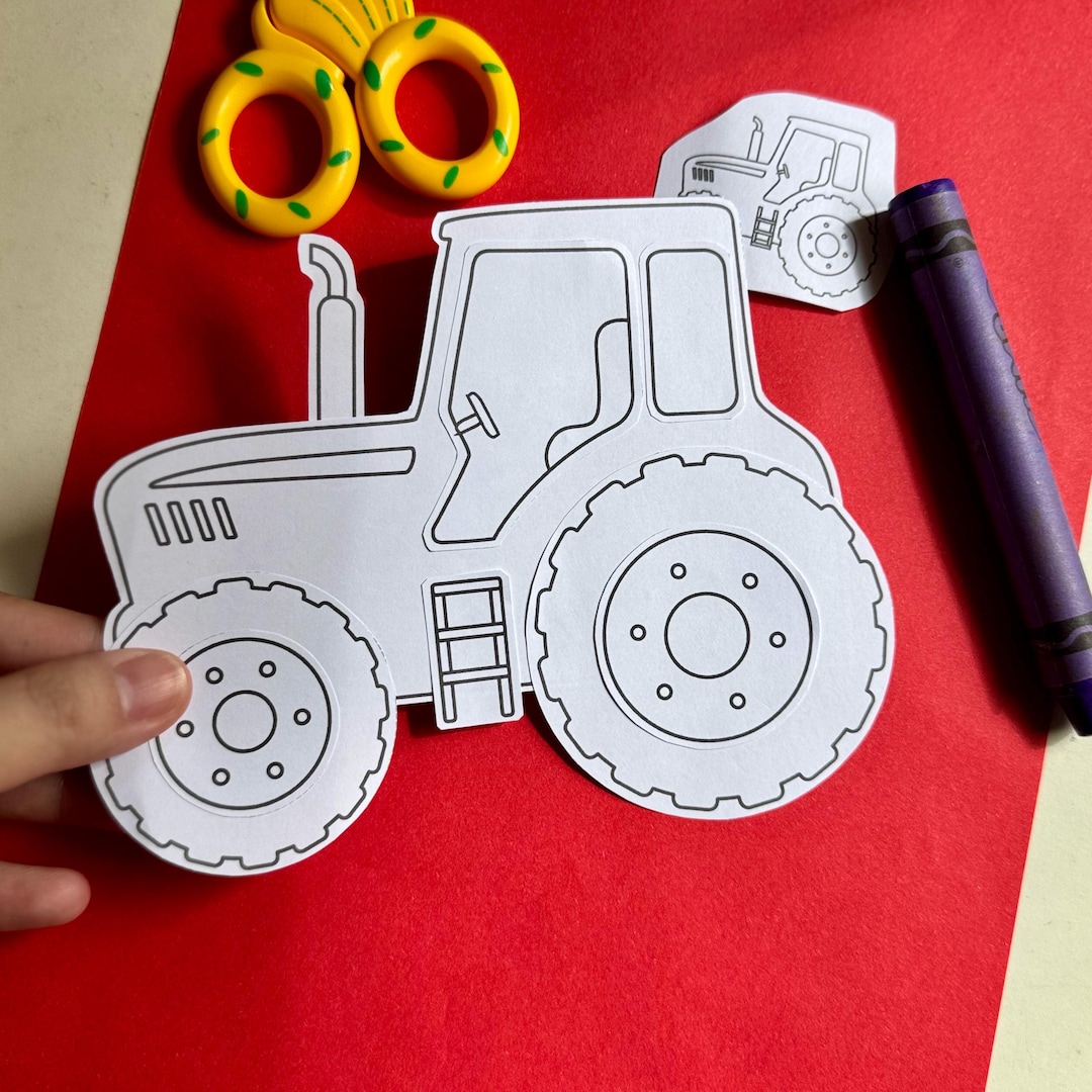 Printable Tractor Craft | Color, Cut & Glue Activity (PDF Download) - Etsy