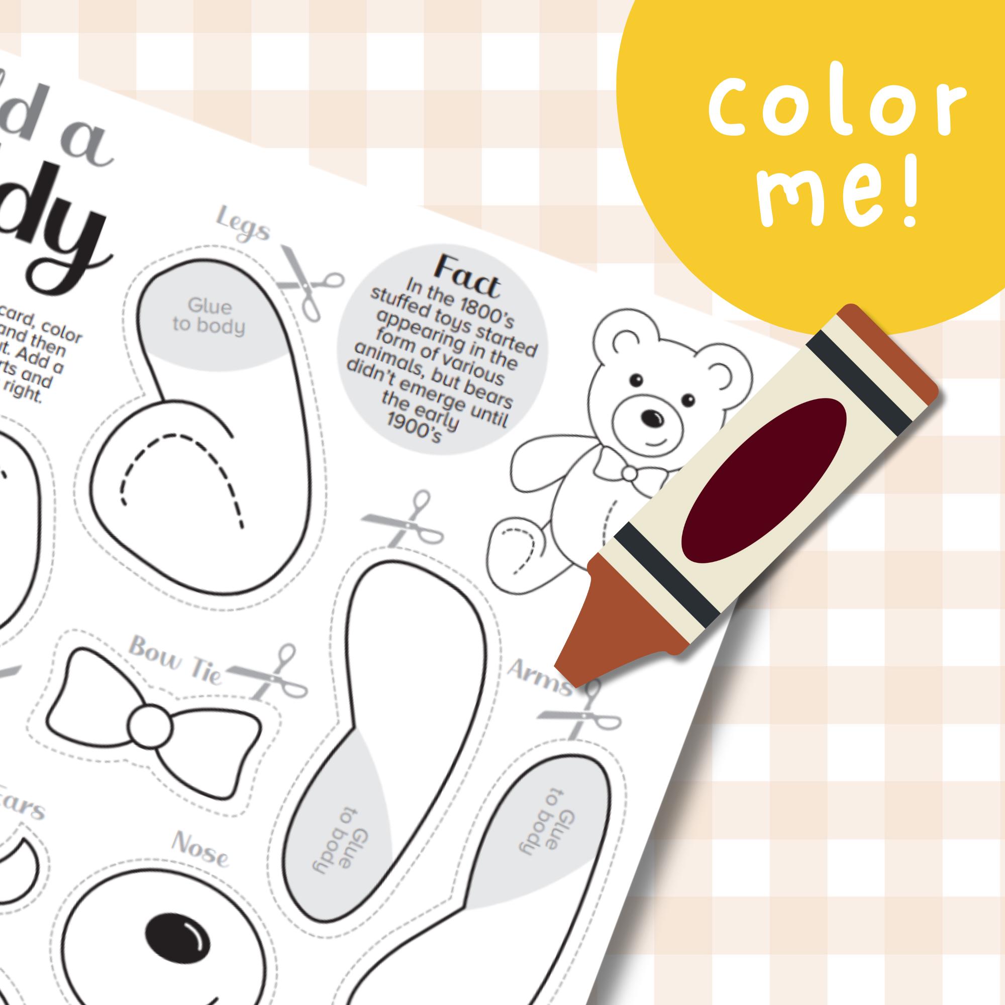 Valentine Bear Craft | Cut and Paste Activity (PDF Download) - Etsy