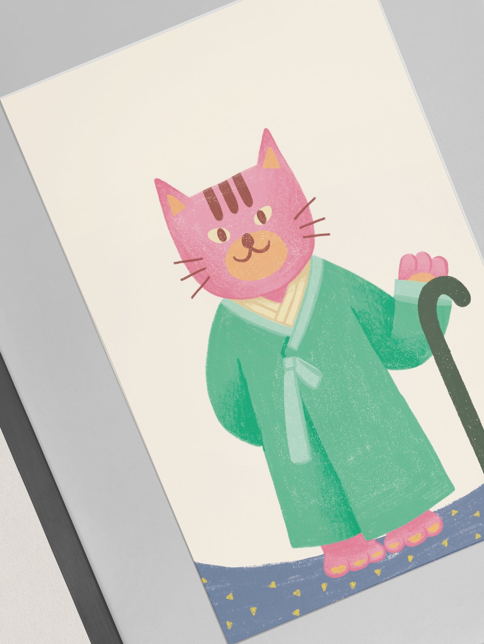 Korean Cat Illustration Poster Hanbok , Korean Art, Children's Room