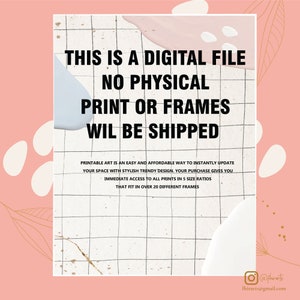 K&ouml;nnte beinhalten: Ein digitaler Download f&uuml;r druckbare Kunst. Der Text lautet "Dies ist eine digitale Datei, kein physischer Druck oder Rahmen wird versandt." Druckbare Kunst ist eine einfache und erschwingliche M&ouml;glichkeit, Ihren Raum sofort mit stilvollem, trendigem Design zu aktualisieren. Mit Ihrem Kauf erhalten Sie sofortigen Zugriff auf alle Drucke in 5 Gr&ouml;&szlig;enverh&auml;ltnissen, die in &uuml;ber 20 verschiedene Rahmen passen.