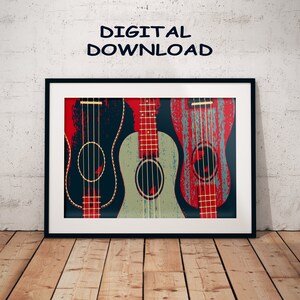 Guitar Prints, Guitar Player Gift, Guitar Art, Guitar Poster, Guitar Wall Art, Music Room Wall Art, instant download