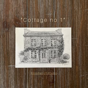 SKETCH ART PRINT cottage drawing art print
