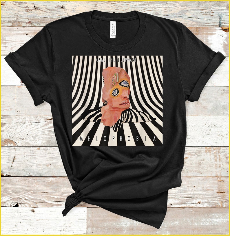 Vintage Melophobia Funny The Elephant Graphic Art Style T-Shirt