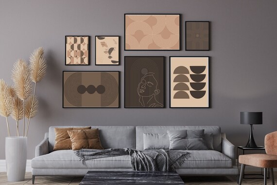 Mid Century Prints Digital Set of 9, Mid Century Decor, Mid