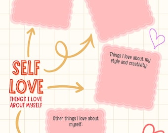 Self Love Worksheet for Confidence, Emotions, Mindfulness, Self Care and Self Esteem | Things I Love About Myself Worksheet