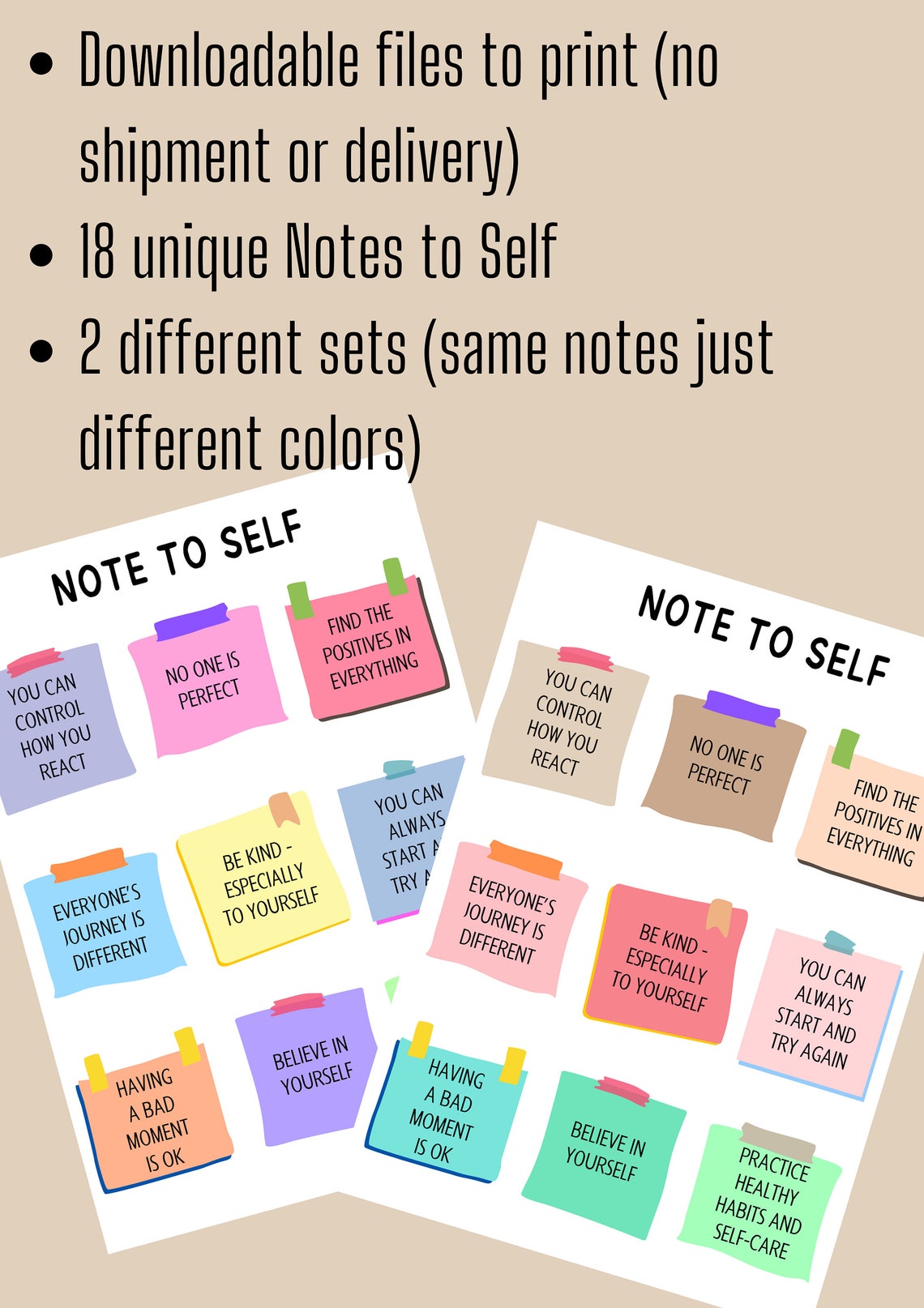 Note to Self Reminders, Positive Self Care Notes, Self Love ...