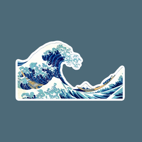 The Great Wave Off Kanagawa Waterproof Die-Cut Laminated Sticker | Laptop Sticker, Hydroflask Sticker, Waterbottle Sticker, Car
