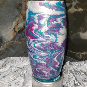 White & purple marble ink 25oz barrel tumbler