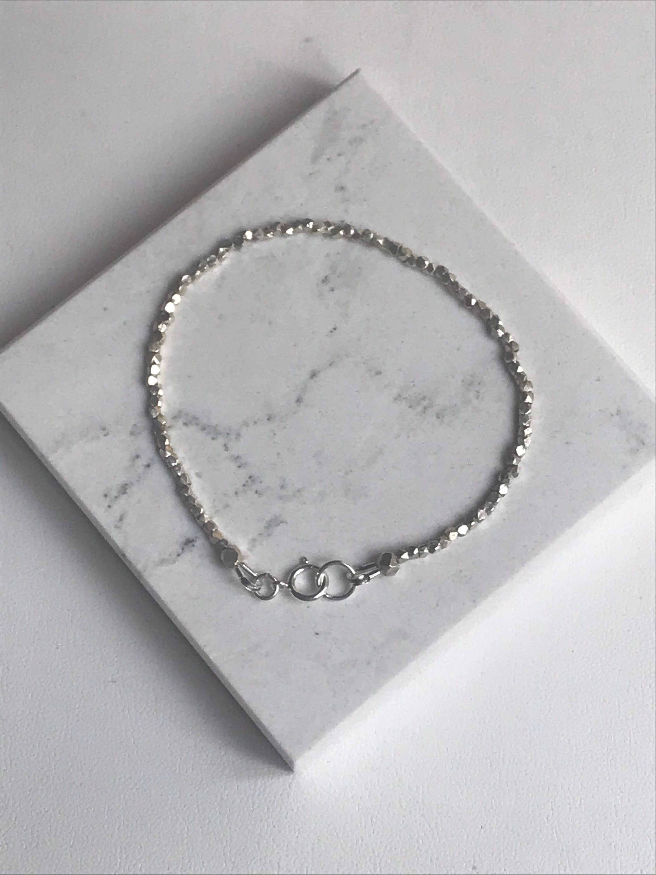 Tiny Sterling Silver Nugget Bracelet | Etsy