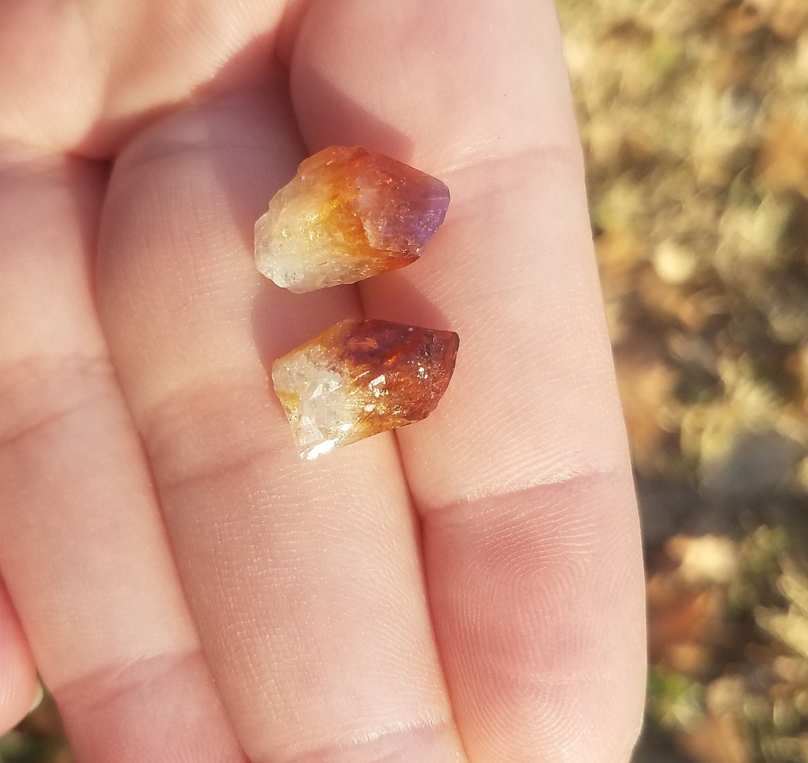 Natural Quartz Amber Citrine Raw Crystal Gemstone Stud Etsy