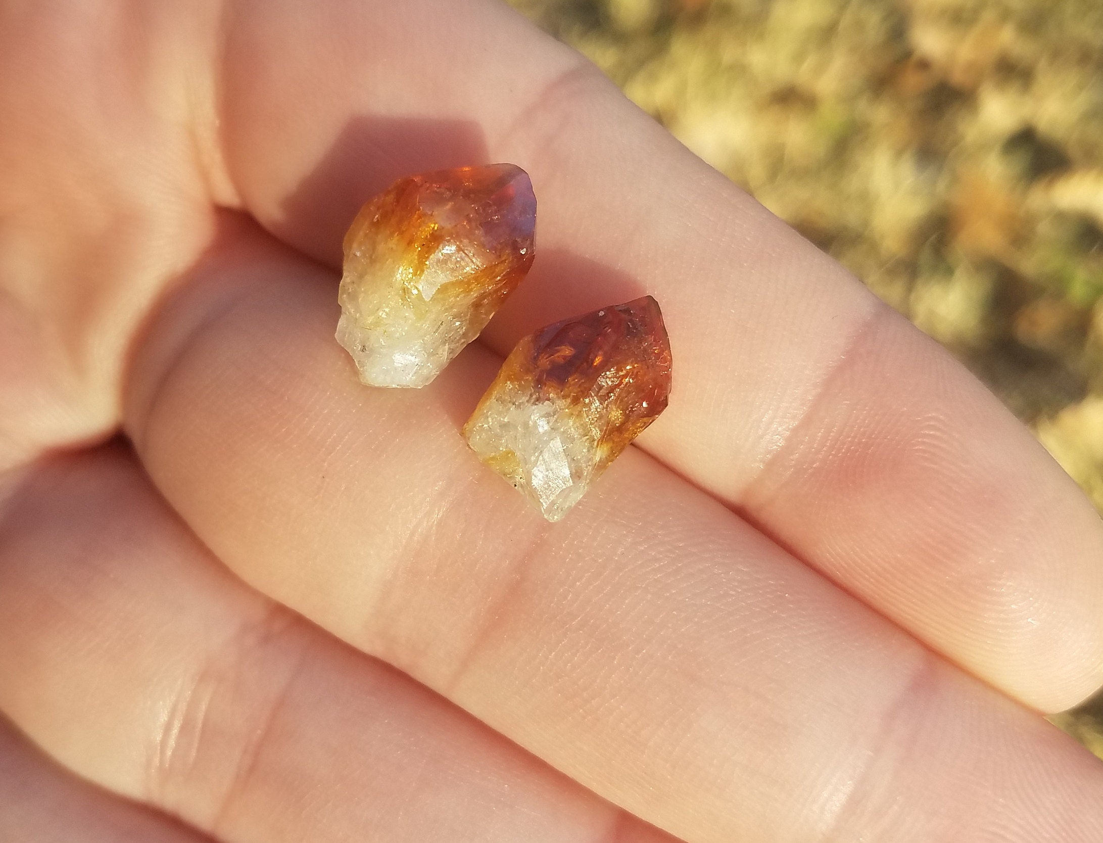Natural Quartz Amber Citrine Raw Crystal Gemstone Stud Etsy