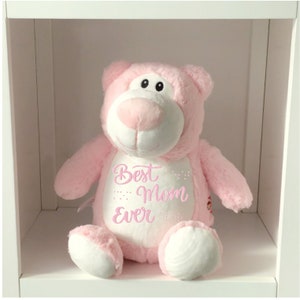 Pink &quot;Best Ever&quot; Plushie with our Braille Font. Braille Gift for Blind, Sight Impaired, and those with Low Vision. Ask about Mom substitutes
