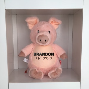 NEW!! Braille Pig Plushie with Name in Plain and Braille Font