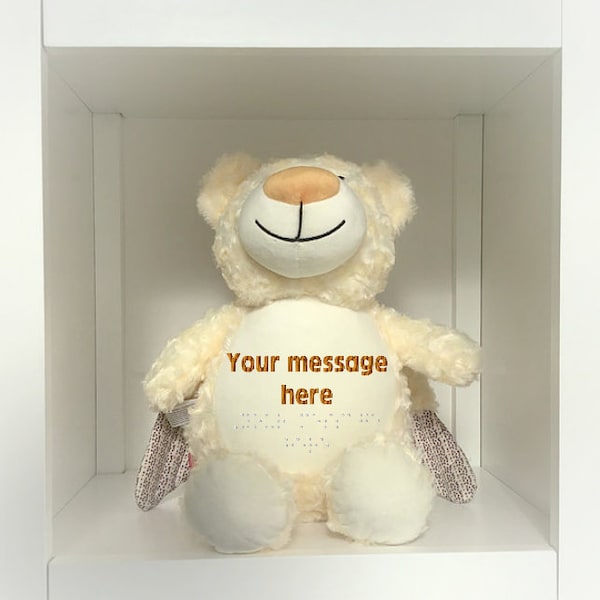 Braille Angel Plushie with Message in Plain and Braille Font