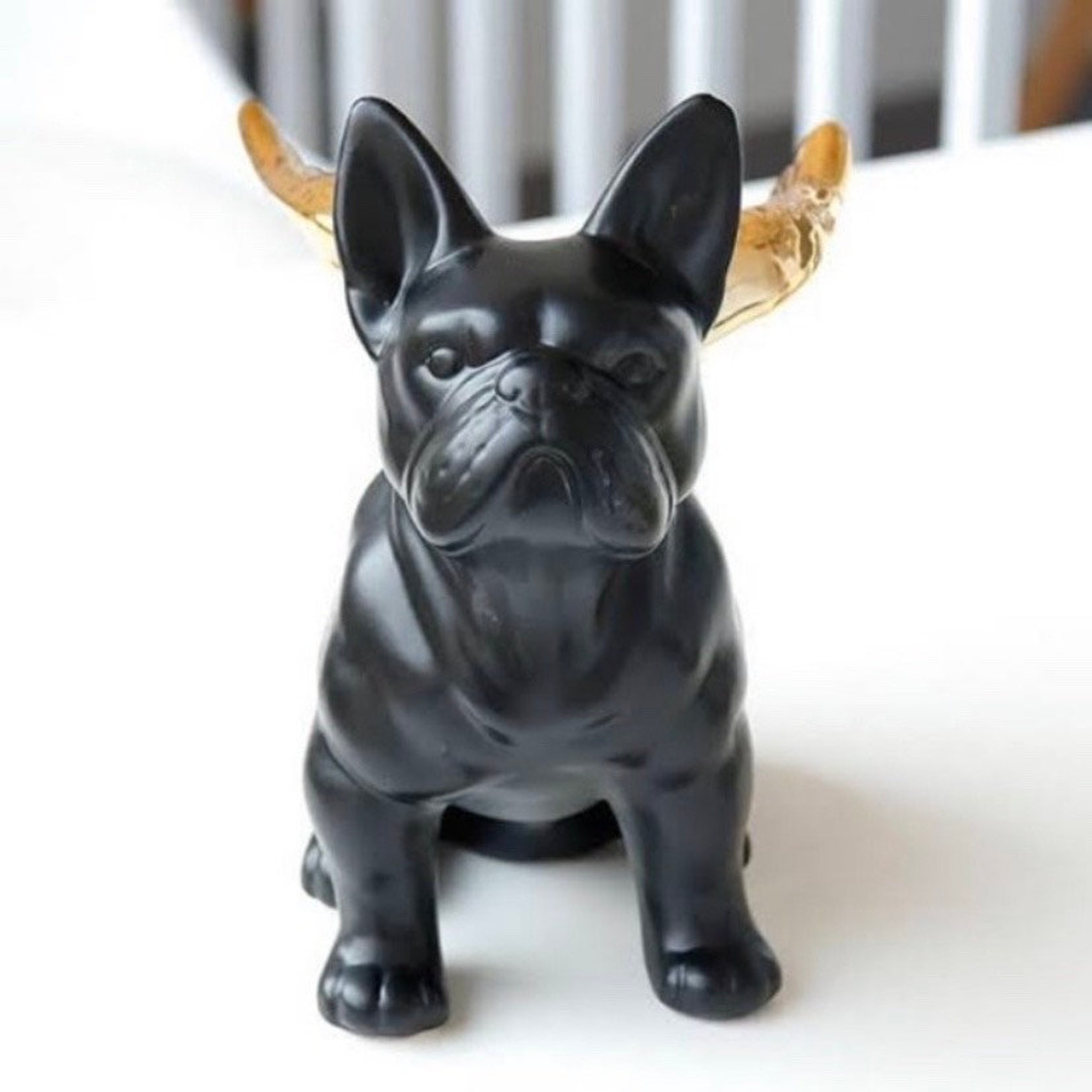red french bulldog statue