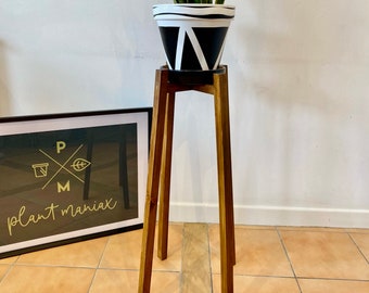 Handgemaakte massief houten plantenstandaard - diagonaal ontwerp, gemaakt in het VK