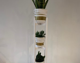 Handgemachte Blumenampel aus Massivholz – Mid Century Stil