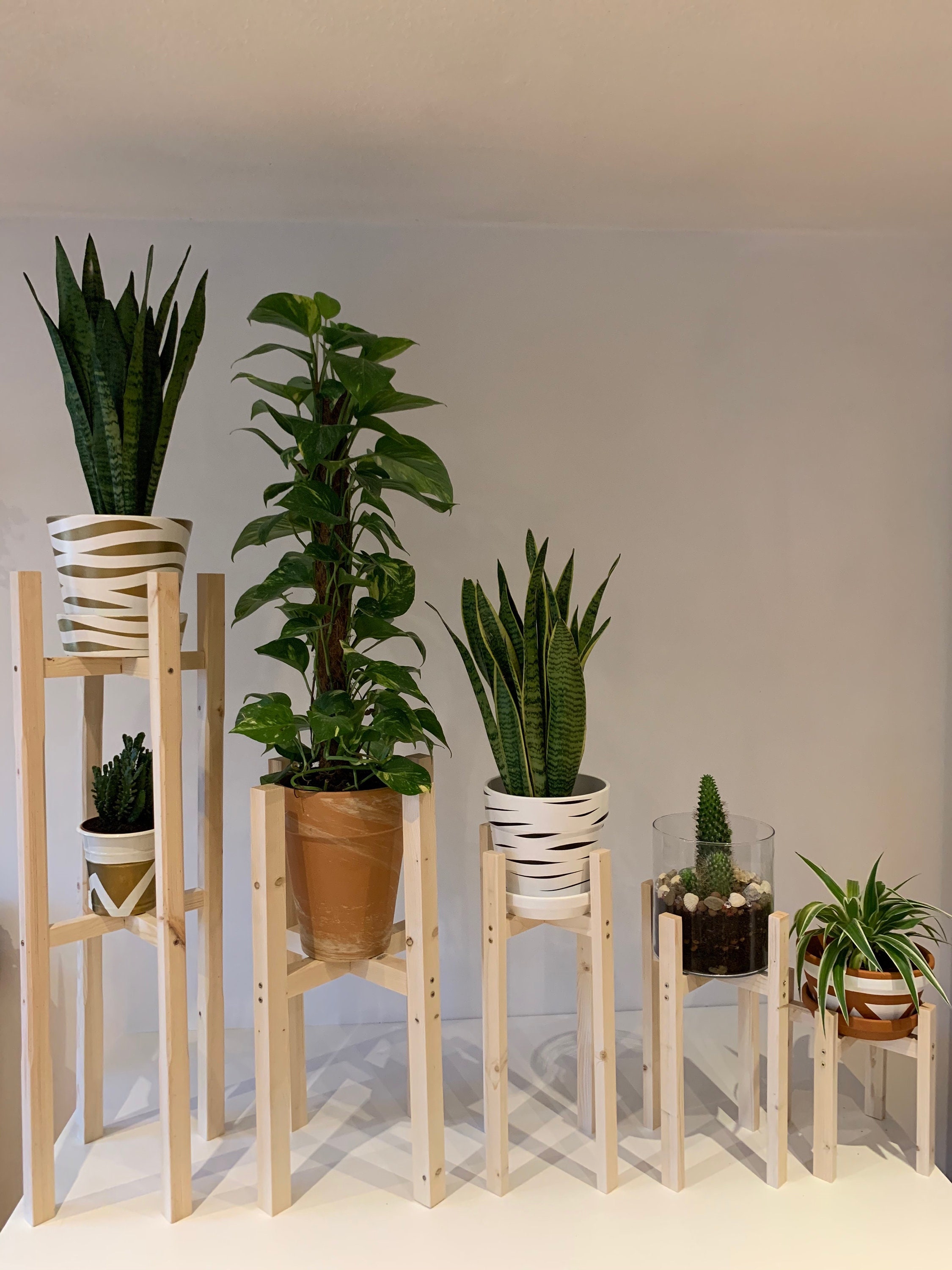 Plant Pot Stand Hand made in dark Oak color 25cm tall and 20cm Etsy