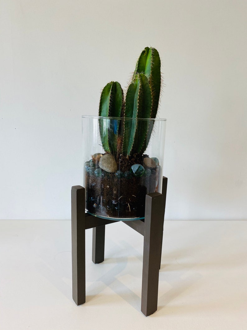Plant Pot Stand Hand made in dark Oak color 25cm tall and 20cm Etsy