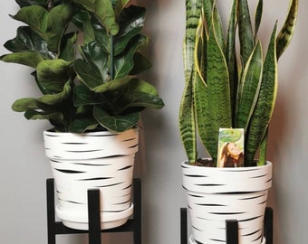 Handbemalte Tiger Stripe Blumentöpfe, Handgemachter Terrakotta Übertopf