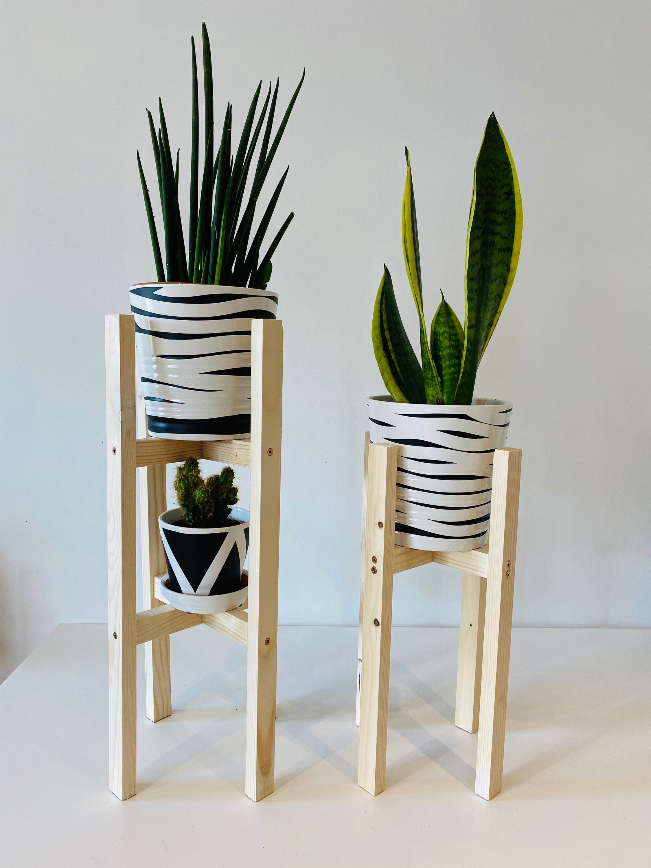 Plant stand Pot holder hand made with double tier of 50cm tall Etsy
