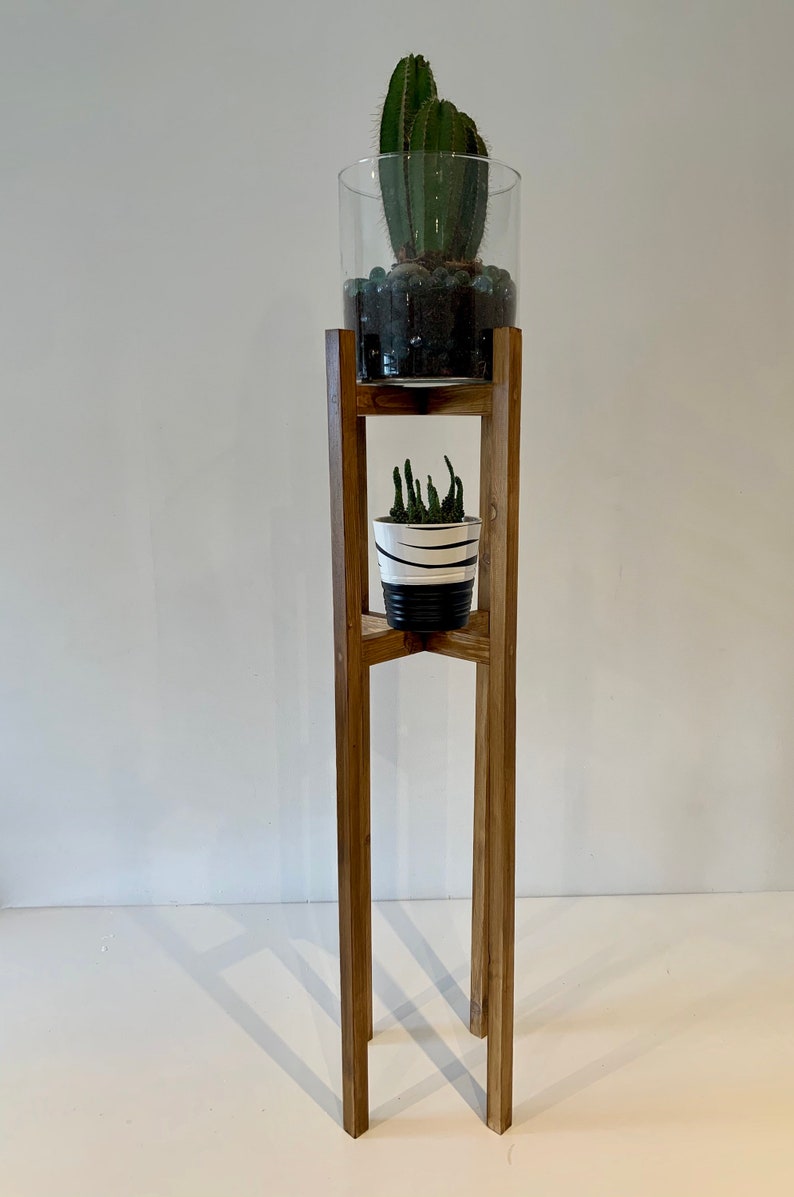 Plant pot Stand wooden stand in dark oak Planter holder in Solid Wood hand Painted Hand Made UK wood display in many size and colors imagen 3