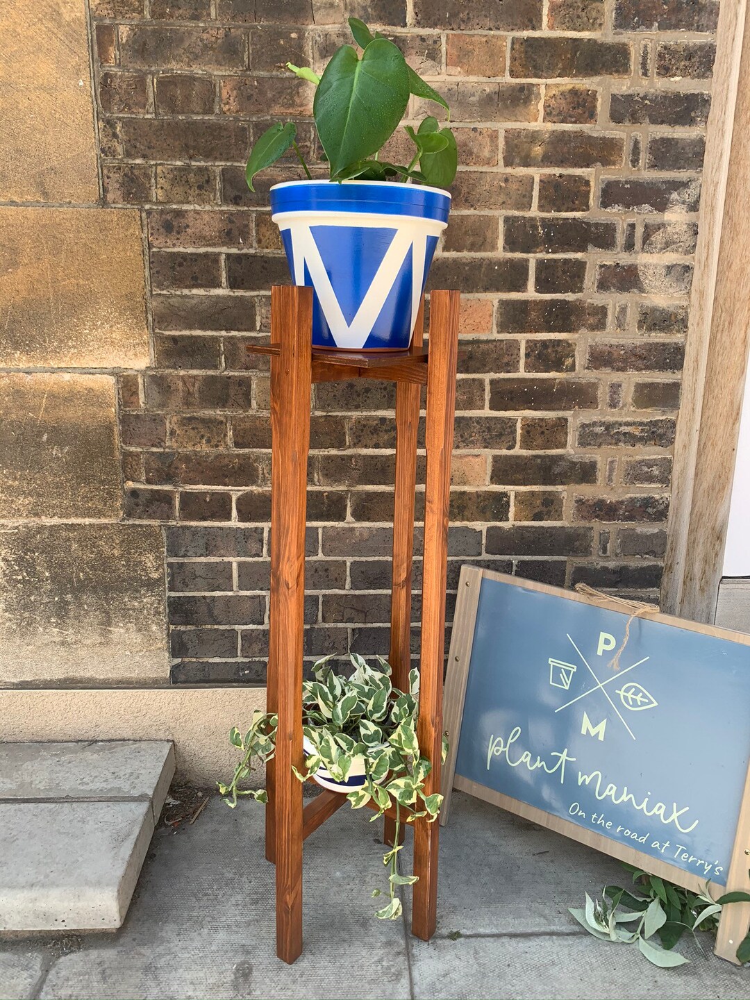 Handmade Two Tier Plant Stand, Tall Pine Wood Display - Etsy