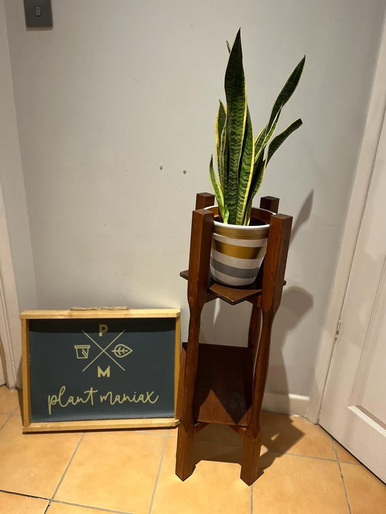 Handmade Rustic Wood Plant Stand – Two Tier Display, Tall Accent Table ...
