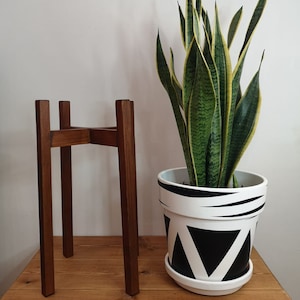 Plant Pot Stand - Plant Stand - Slim Squared leg stand - 40 cm stand - Hand made in Uk in solid wood