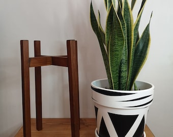 Macetero de madera hecho a mano - Estilo moderno de mediados de siglo, madera maciza