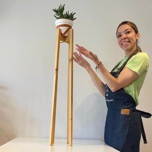 Plant Pot Stand wooden Plant Stand - Hand made planter in solid wood  Perfect for your small pots - called the Giraffe